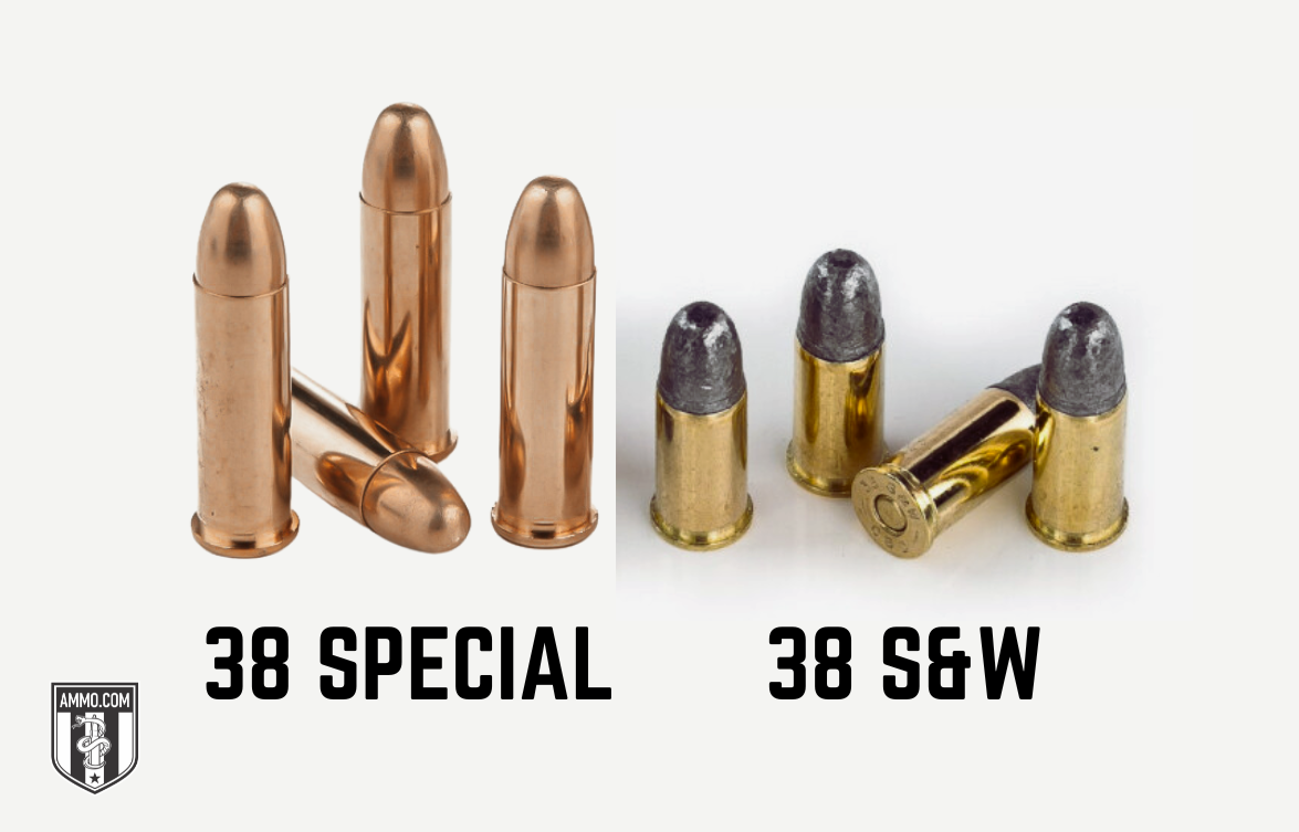38 Special vs 38 S&W ammunition comparison showing cartridges with different cases