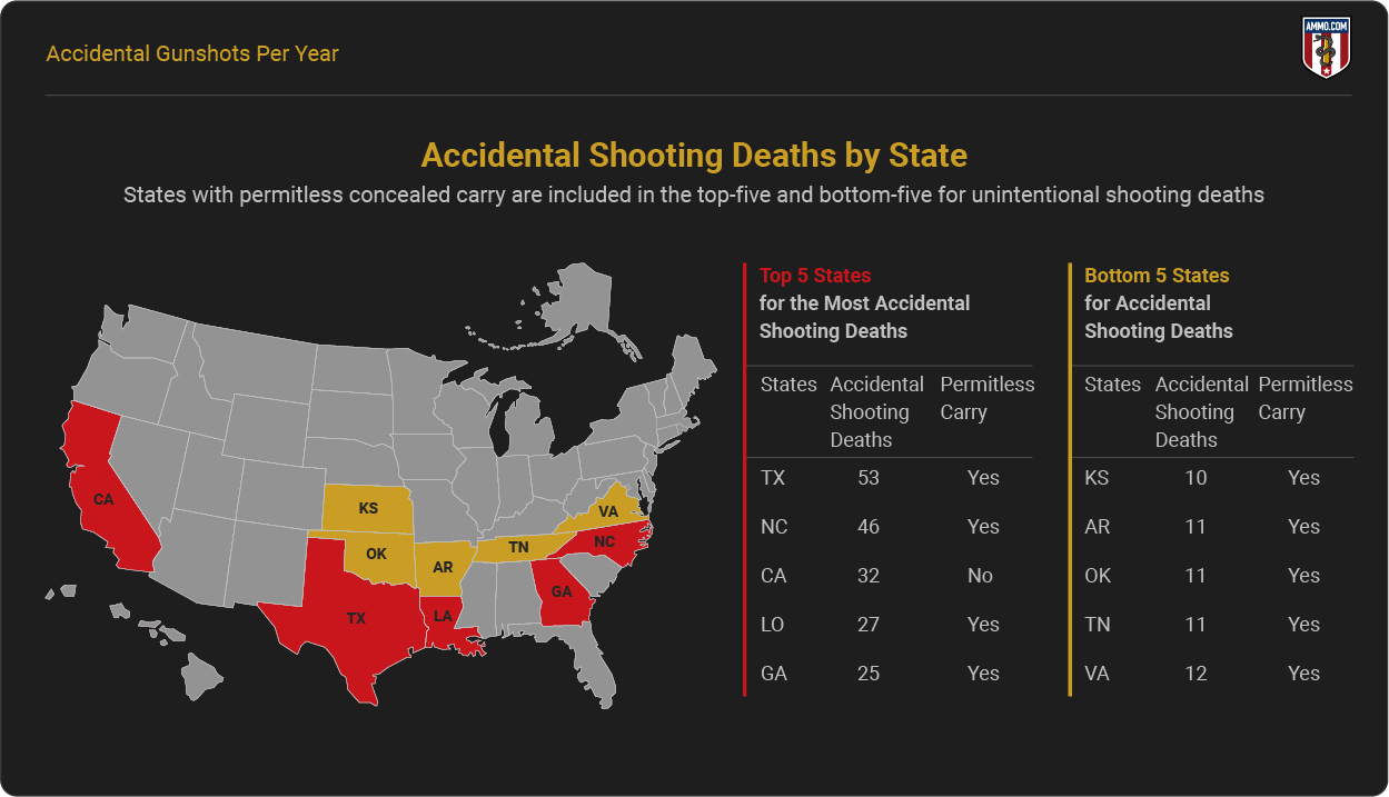 Accidental Shooting Deaths by State