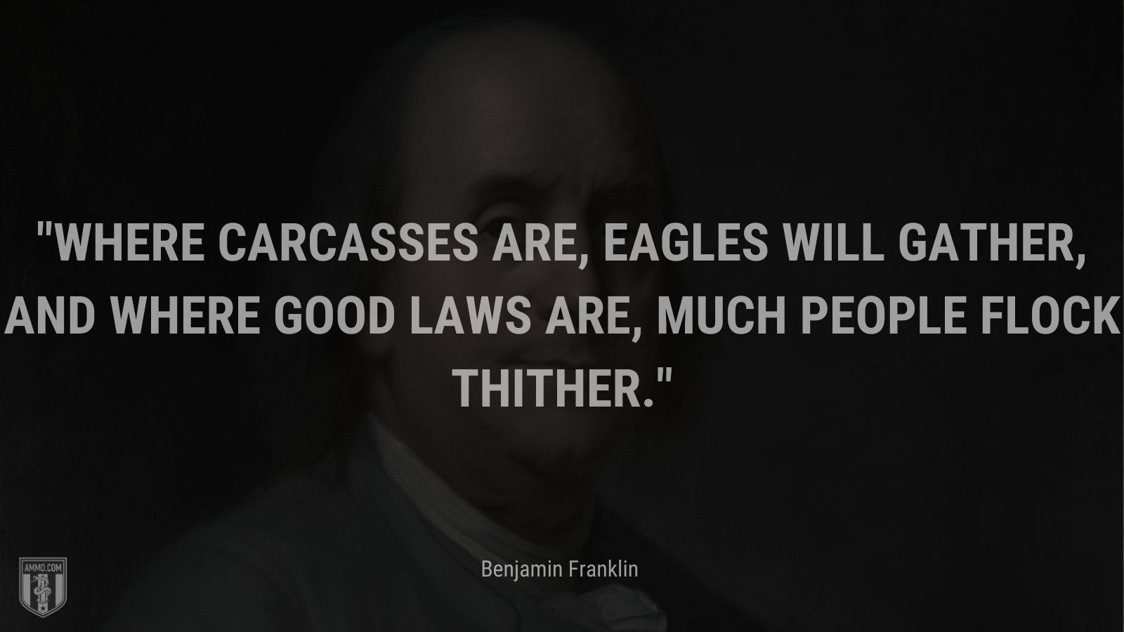 “Where carcasses are, eagles will gather, And where good laws are, much people flock thither.” - Benjamin Franklin