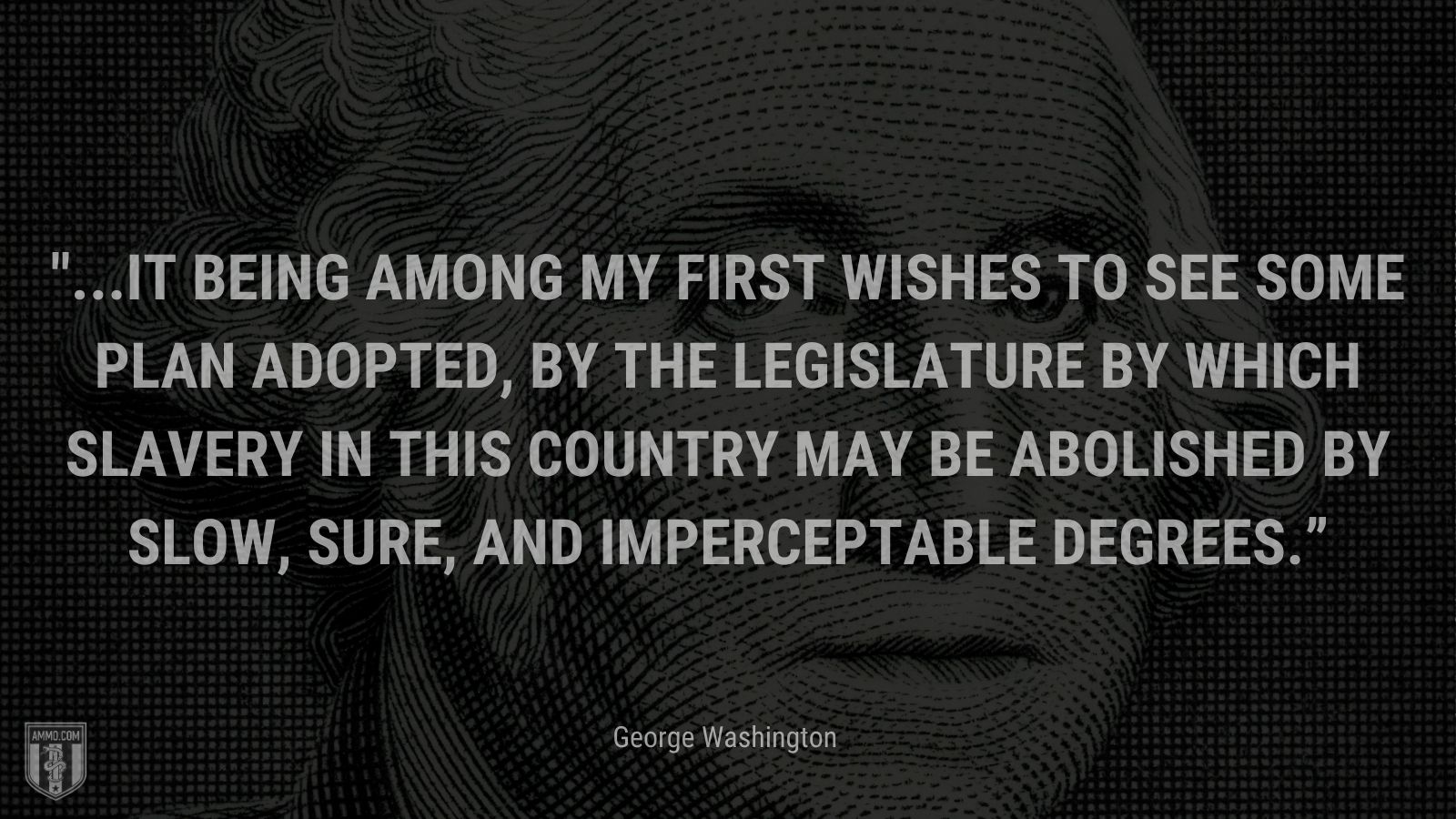 “...it being among my first wishes to see some plan adopted, by the legislature by which slavery in this Country may be abolished by slow, sure, and imperceptable degrees.” - George Washington