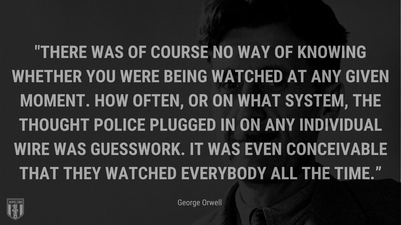 “There was of course no way of knowing whether you were being watched at any given moment. How often, or on what system, the Thought Police plugged in on any individual wire was guesswork. It was even conceivable that they watched everybody all the time.” - George Orwell 