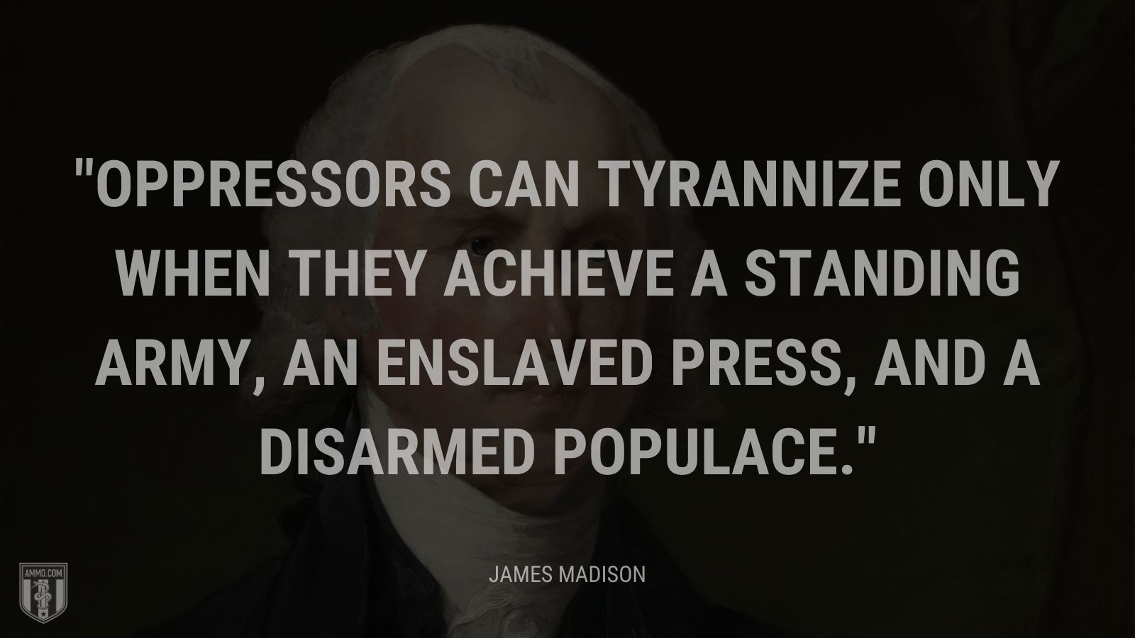 “Oppressors can tyrannize only when they achieve a standing army, an enslaved press, and a disarmed populace.” - James Madison