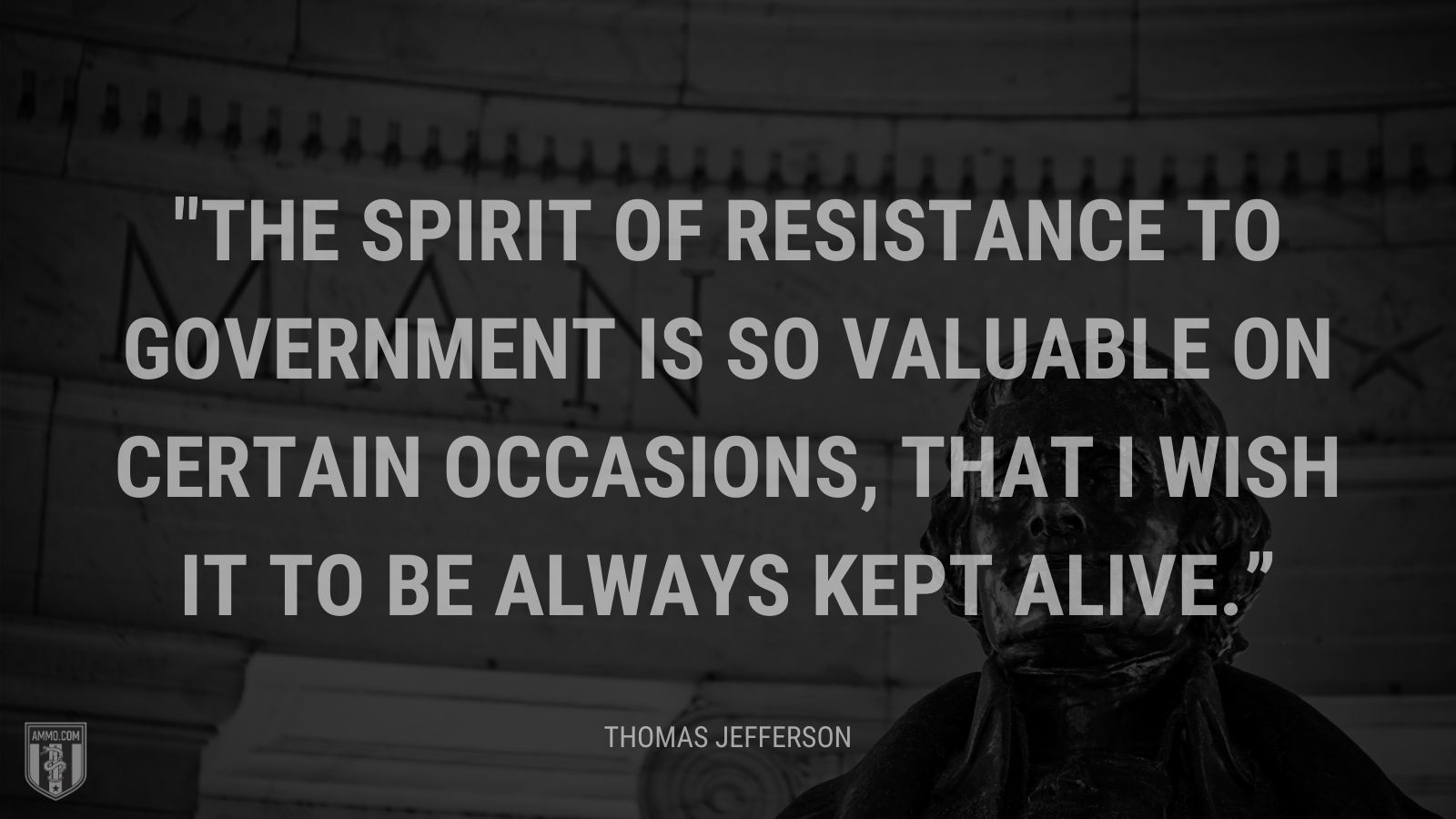 “The spirit of resistance to government is so valuable on certain occasions, that I wish it to be always kept alive.” - Thomas Jefferson