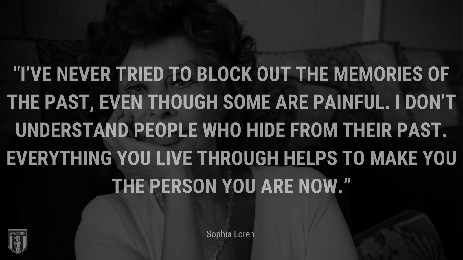 “I’ve never tried to block out the memories of the past, even though some are painful. I don’t understand people who hide from their past. Everything you live through helps to make you the person you are now.” - Sophia Loren