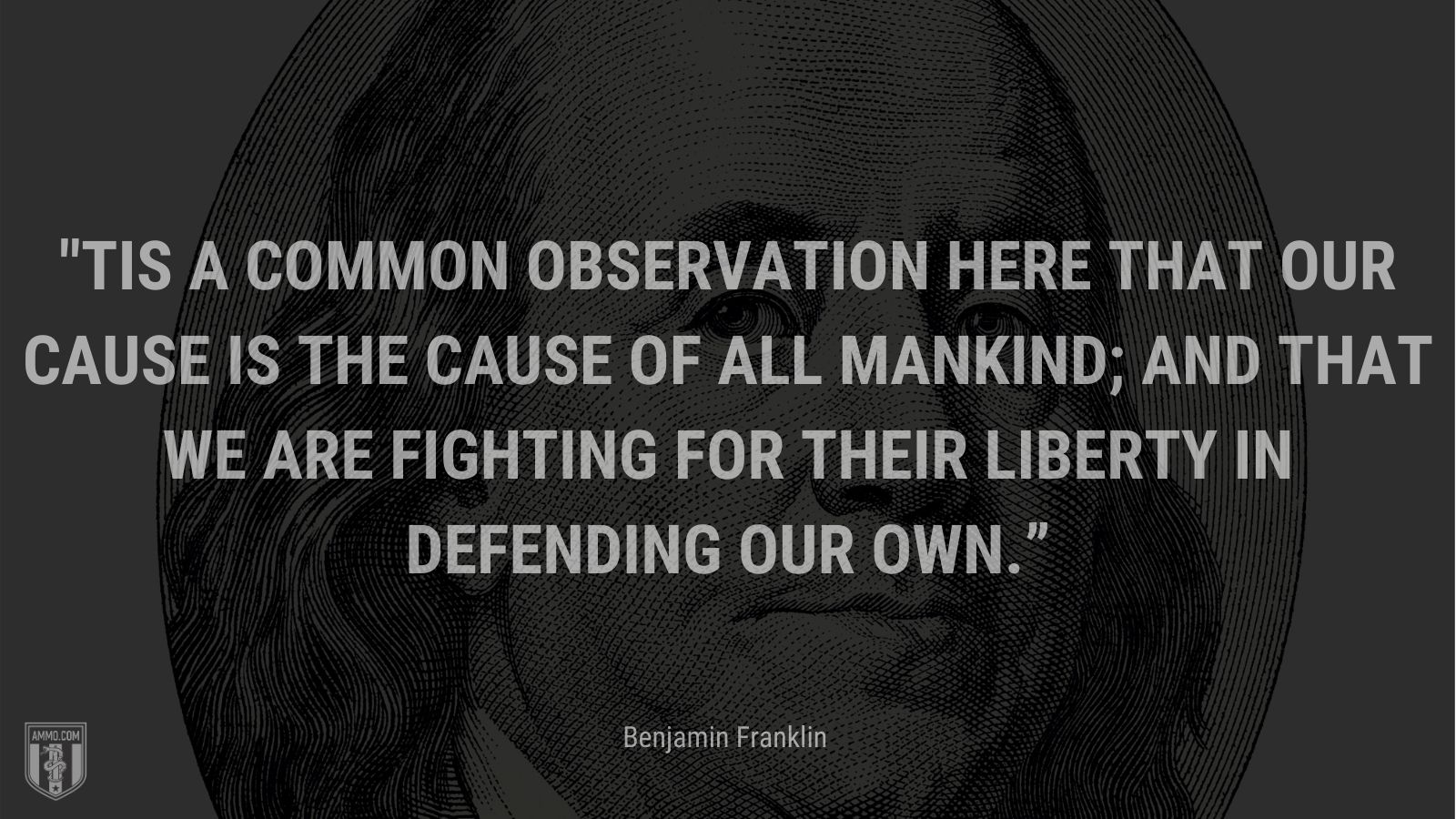 “’Tis a Common Observation here that our Cause is the Cause of all Mankind; and that we are fighting for their Liberty in defending our own.” - Benjamin Franklin