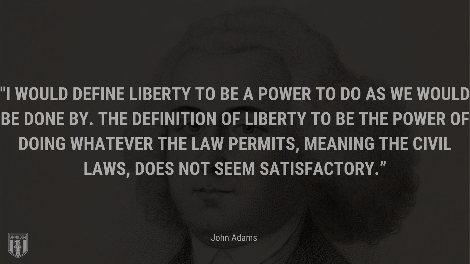 “I would define liberty to be a power to do as we would be done by. The definition of liberty to be the power of doing whatever the law permits, meaning the civil laws, does not seem satisfactory.” - John Adams