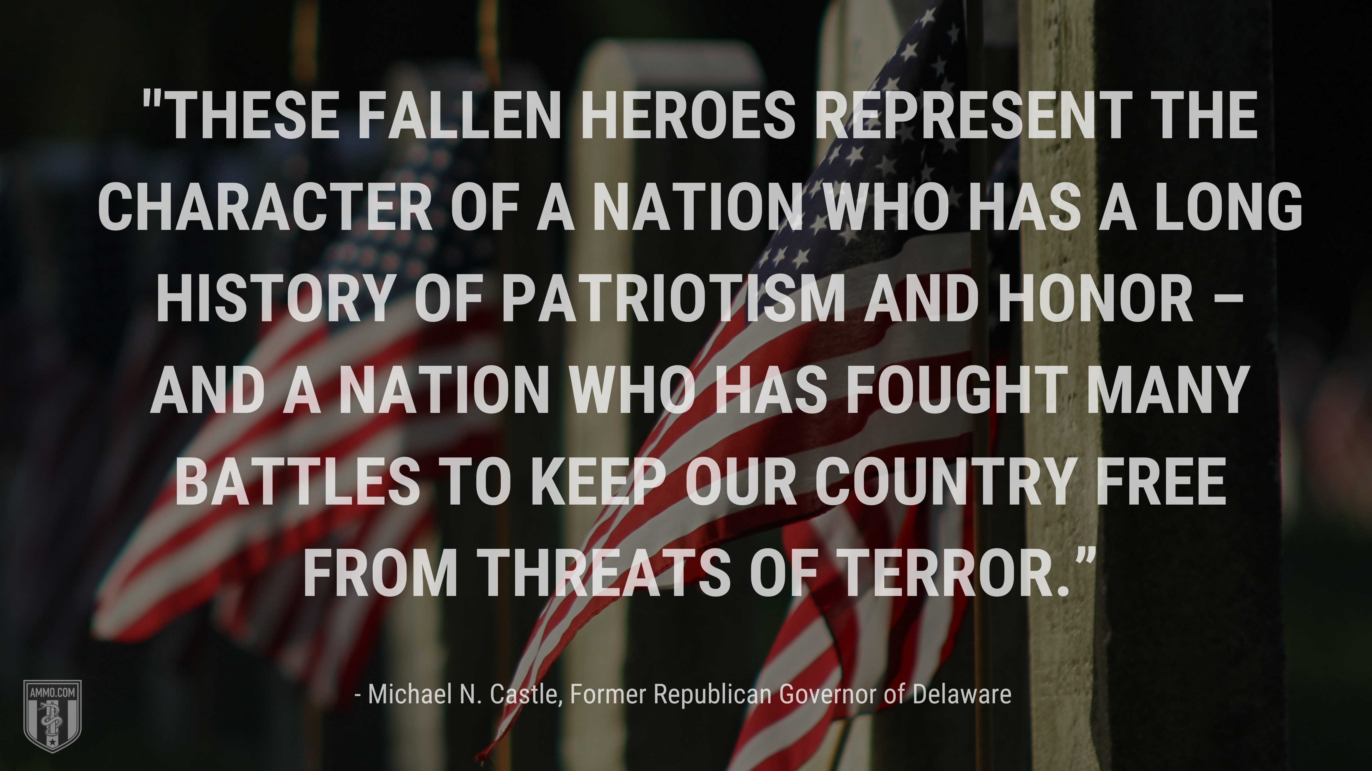 “These fallen heroes represent the character of a nation who has a long history of patriotism and honor – and a nation who has fought many battles to keep our country free from threats of terror.” - Michael N. Castle, Former Republican Governor of Delaware