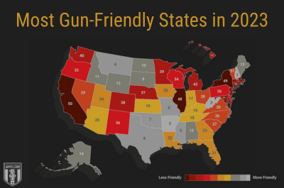 Friendliest states for gun owners map