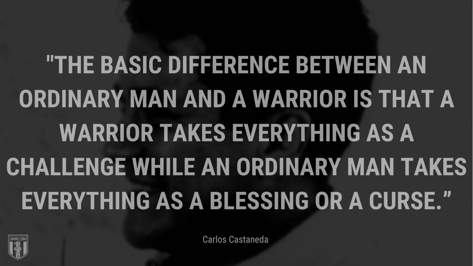 “The basic difference between an ordinary man and a warrior is that a warrior takes everything as a challenge while an ordinary man takes everything as a blessing or a curse.” - Carlos Castaneda