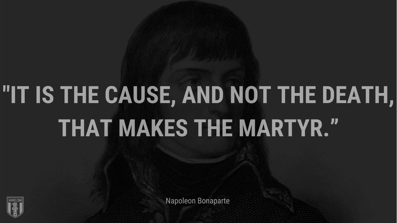 “It is the cause, and not the death, that makes the martyr.” - Napoleon Bonaparte