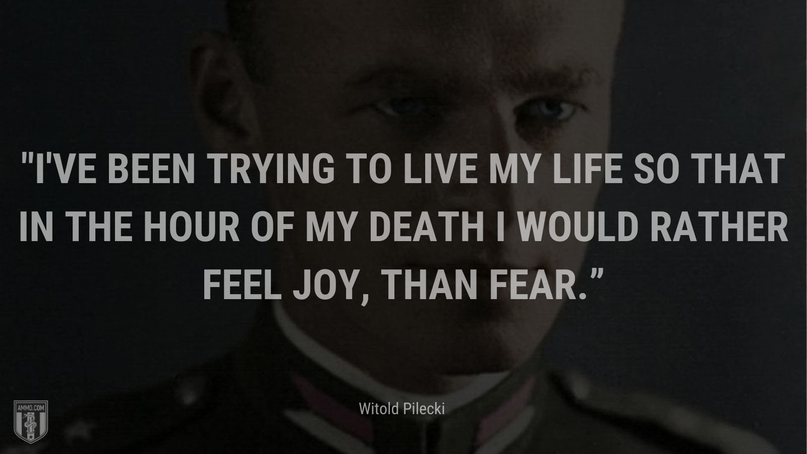 “I've been trying to live my life so that in the hour of my death I would rather feel joy, than fear.” - Witold Pilecki