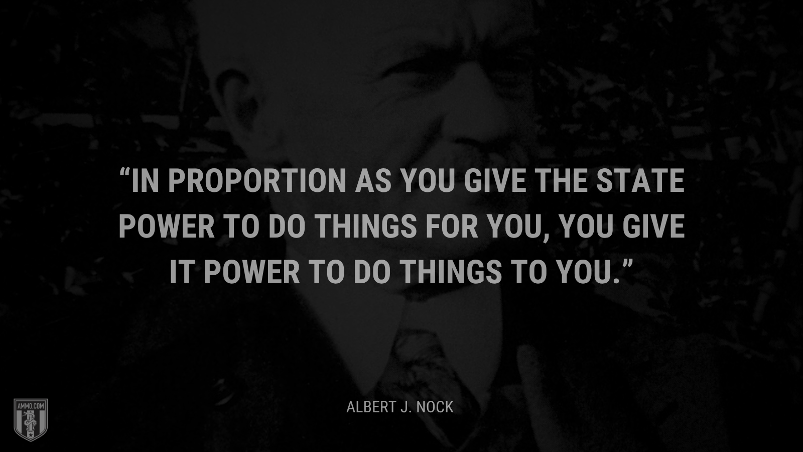 &ldquo;In proportion as you give the state power to do things for you, you give it power to do things to you.&rdquo; - Albert J. Nock
