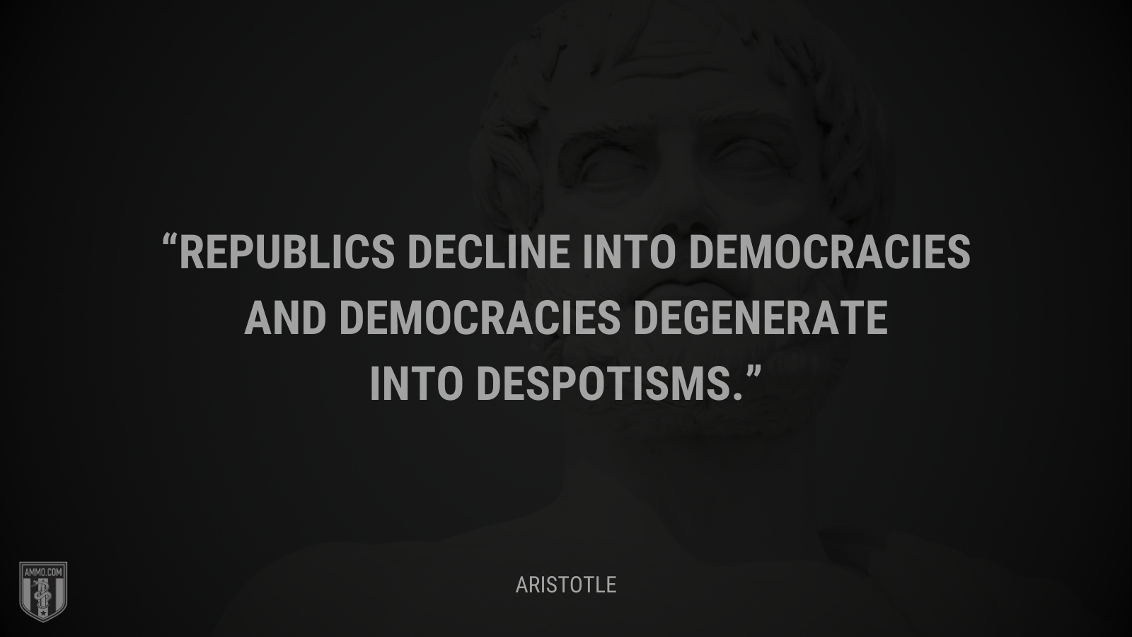 &ldquo;Republics decline into democracies and democracies degenerate into despotisms.&rdquo; - Aristotle