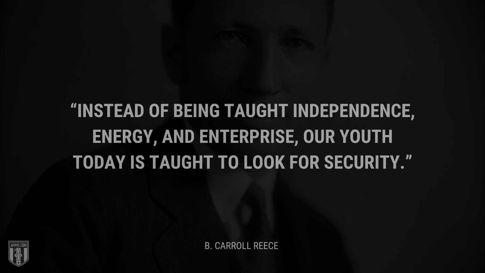 &ldquo;Instead of being taught independence, energy, and enterprise, our youth today is taught to look for security.&rdquo; - B. Carroll Reece