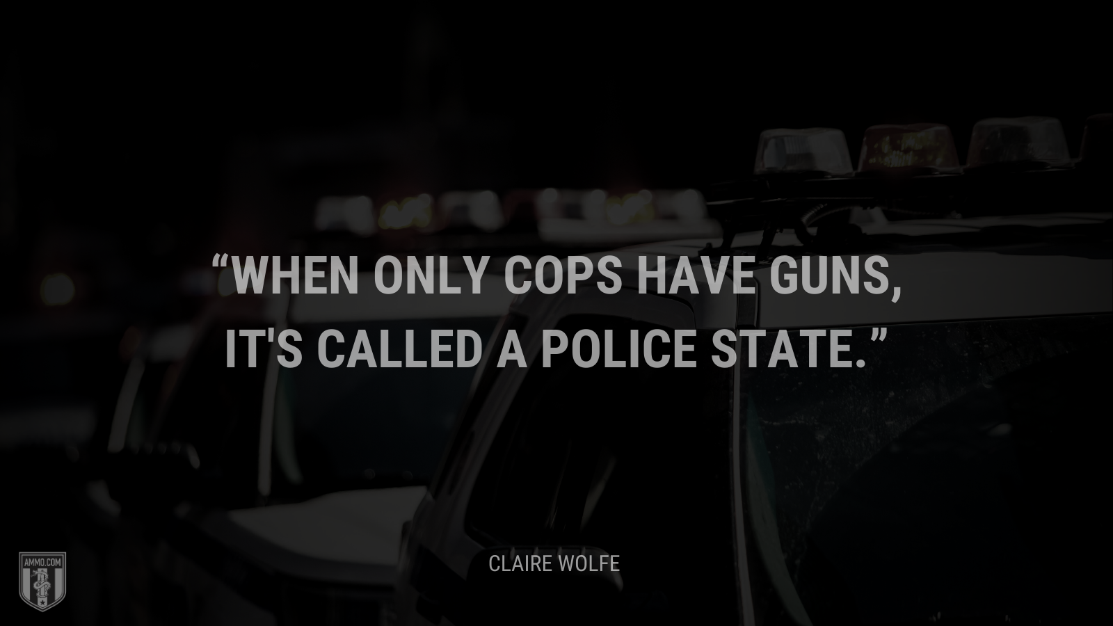 &ldquo;When only cops have guns, it's called a police state.&rdquo; - Claire Wolfe