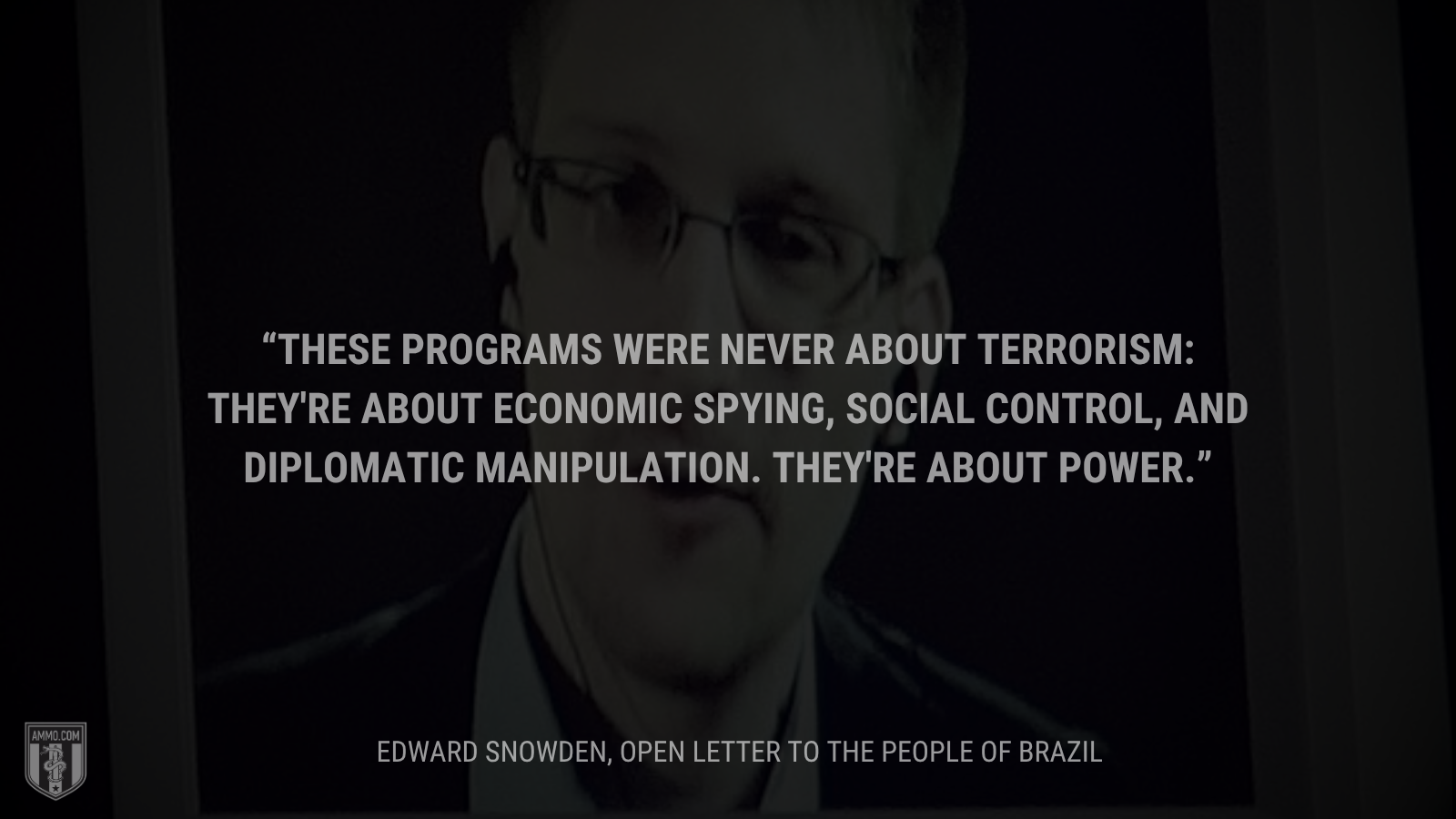 &ldquo;These programs were never about terrorism: they're about economic spying, social control, and diplomatic manipulation. They're about power.&rdquo; - Edward Snowden
