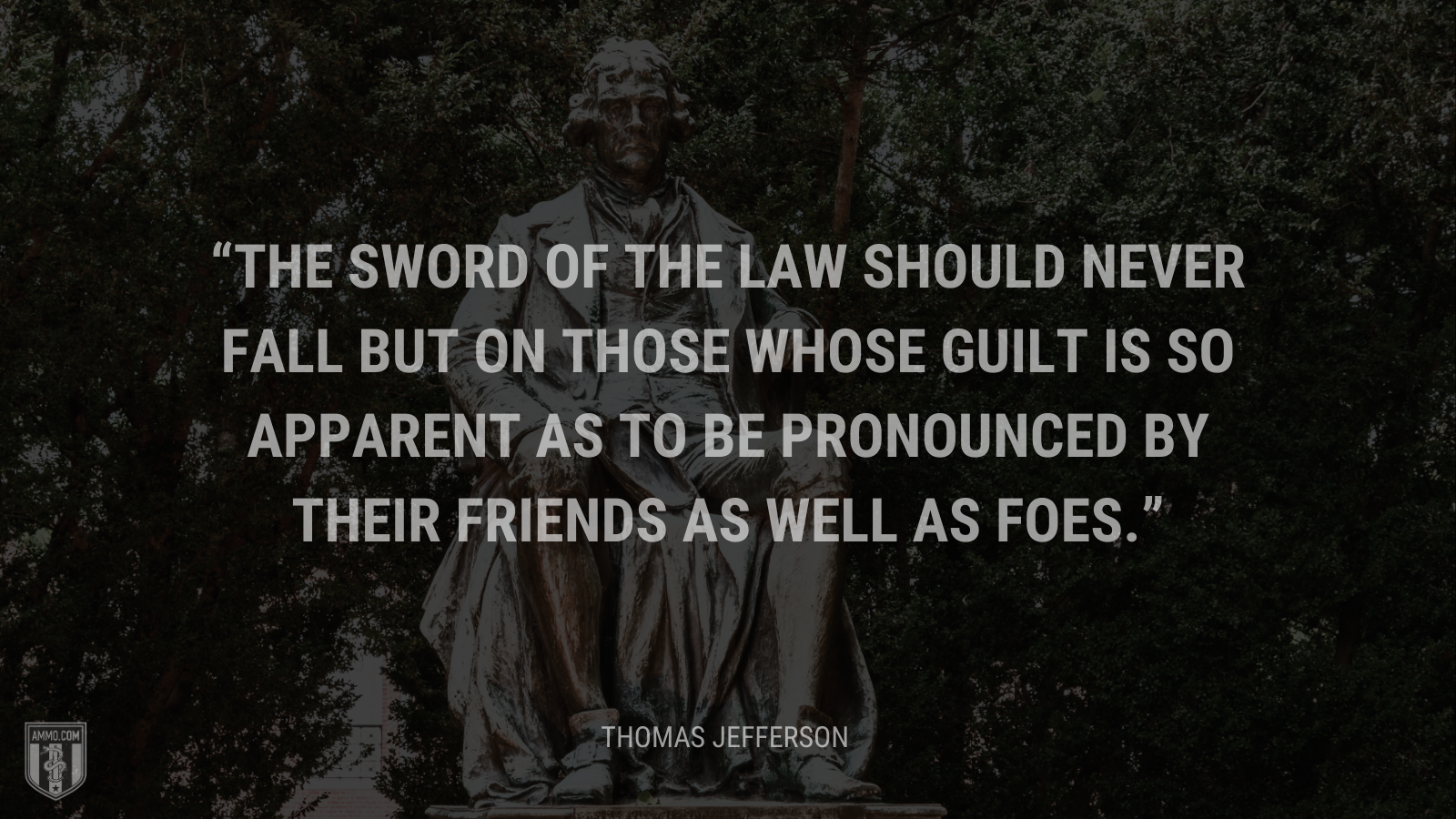 &ldquo;The sword of the law should never fall but on those whose guilt is so apparent as to be pronounced by their friends as well as foes.&rdquo; - Thomas Jefferson