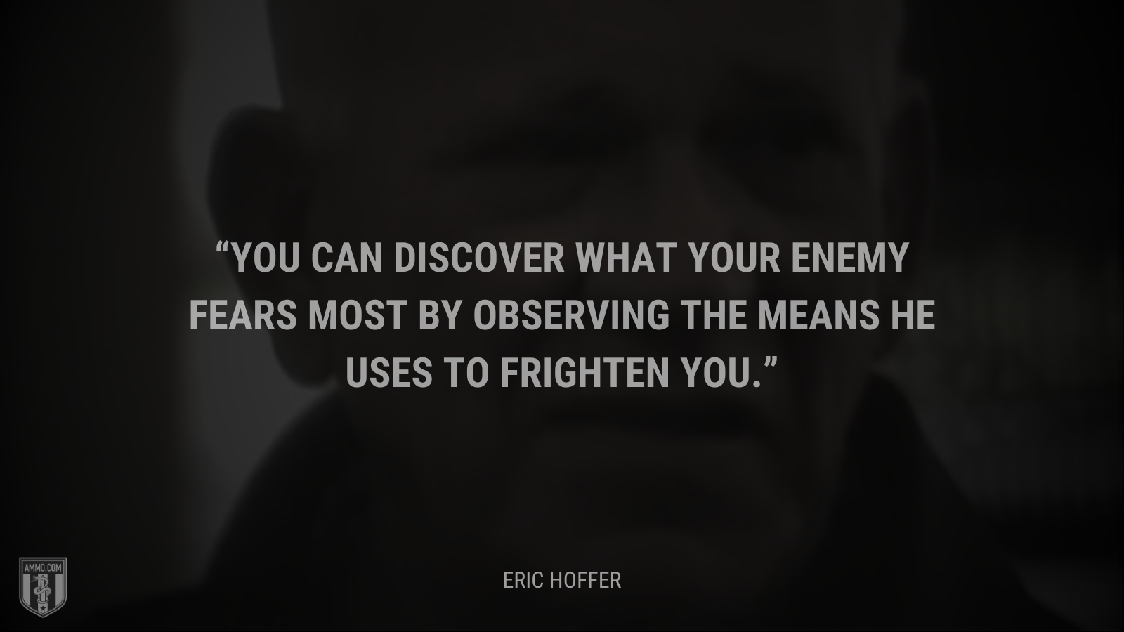 &ldquo;You can discover what your enemy fears most by observing the means he uses to frighten you.&rdquo; - Eric Hoffer