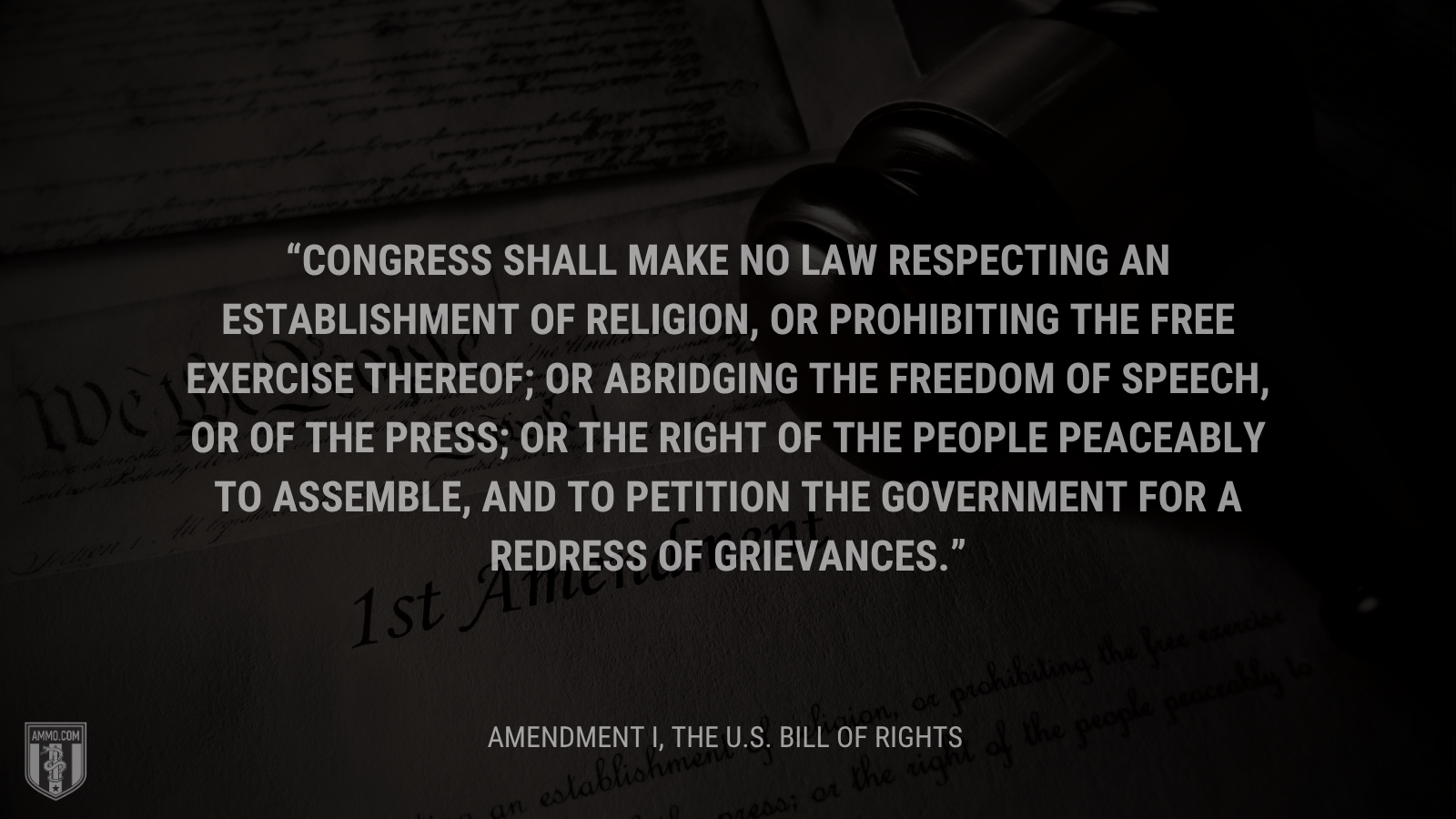 &ldquo;Congress shall make no law respecting an establishment of religion, or prohibiting the free exercise thereof; or abridging the freedom of speech, or of the press; or the right of the people peaceably to assemble, and to petition the Government for a redress of grievances.&rdquo; - Amendment I