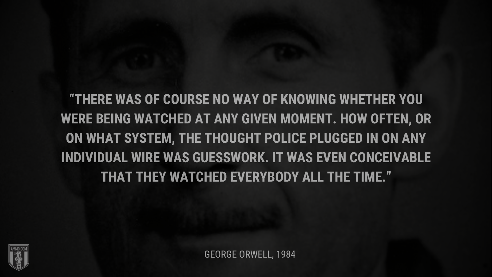 &ldquo;There was of course no way of knowing whether you were being watched at any given moment. How often, or on what system, the Thought Police plugged in on any individual wire was guesswork. It was even conceivable that they watched everybody all the time.&rdquo; - George Orwell