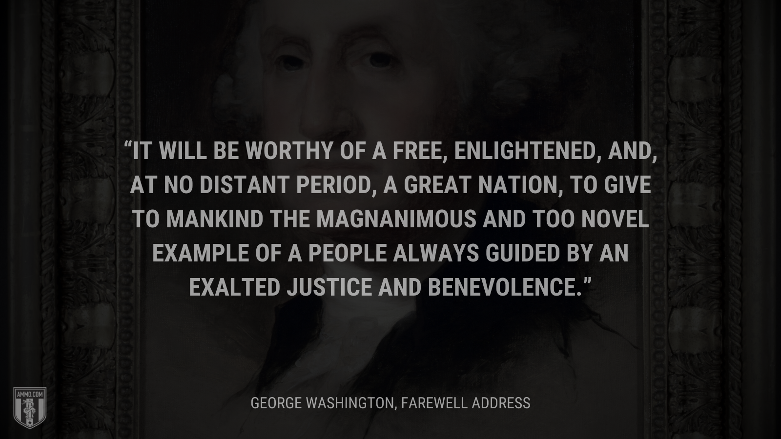 &ldquo;It will be worthy of a free, enlightened, and, at no distant period, a great nation, to give to mankind the magnanimous and too novel example of a People always guided by an exalted justice and benevolence.&rdquo; - George Washington