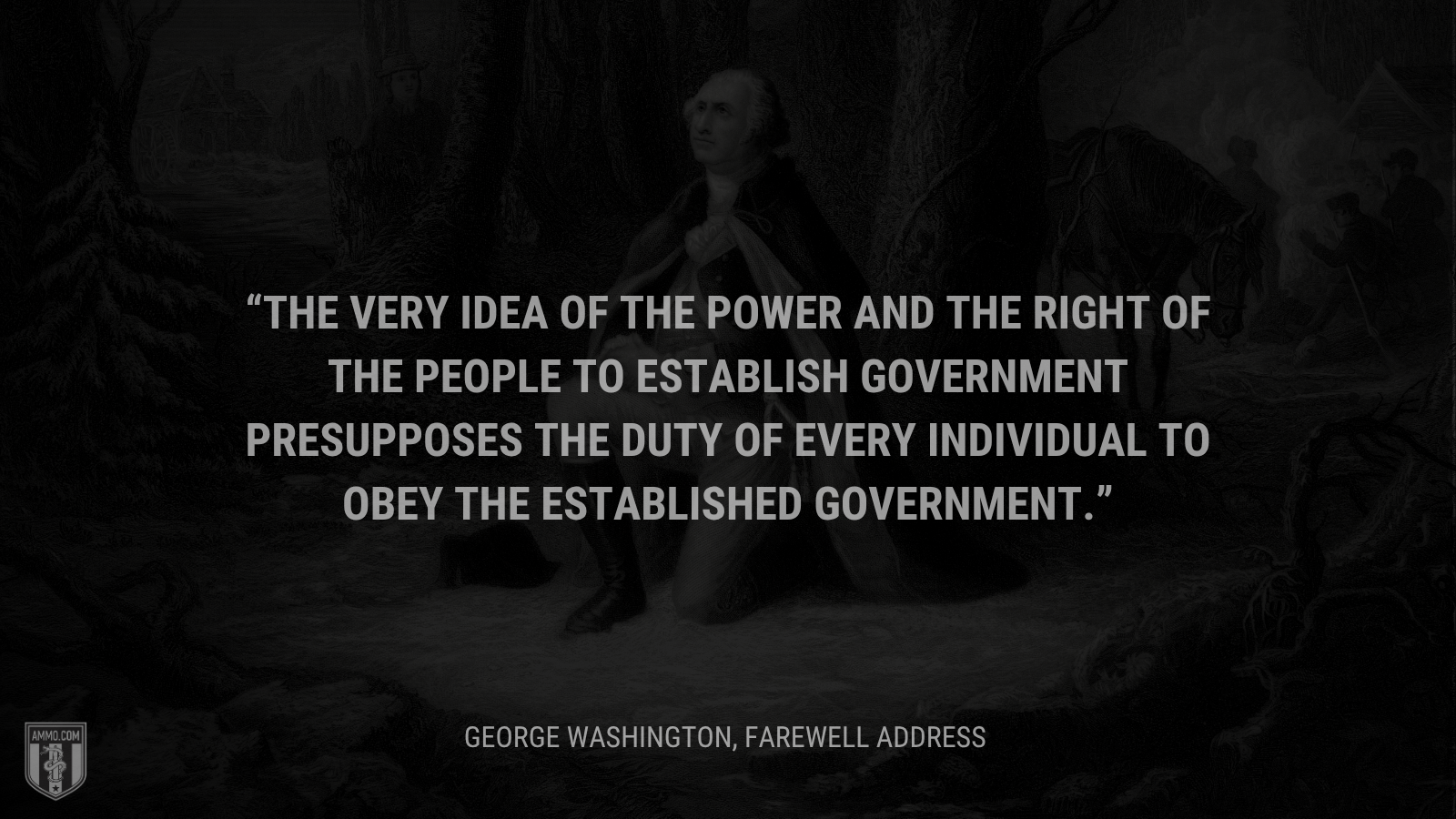 &ldquo;The very idea of the power and the right of the People to establish Government presupposes the duty of every Individual to obey the established Government.&rdquo; - George Washington