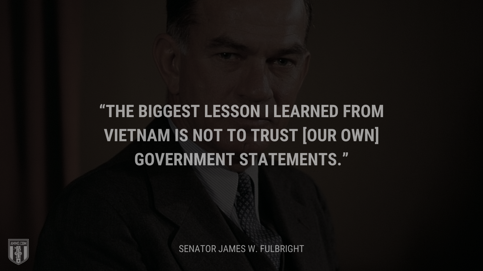 &ldquo;The biggest lesson I learned from Vietnam is not to trust [our own] government statements.&rdquo; - Senator James W. Fulbright
