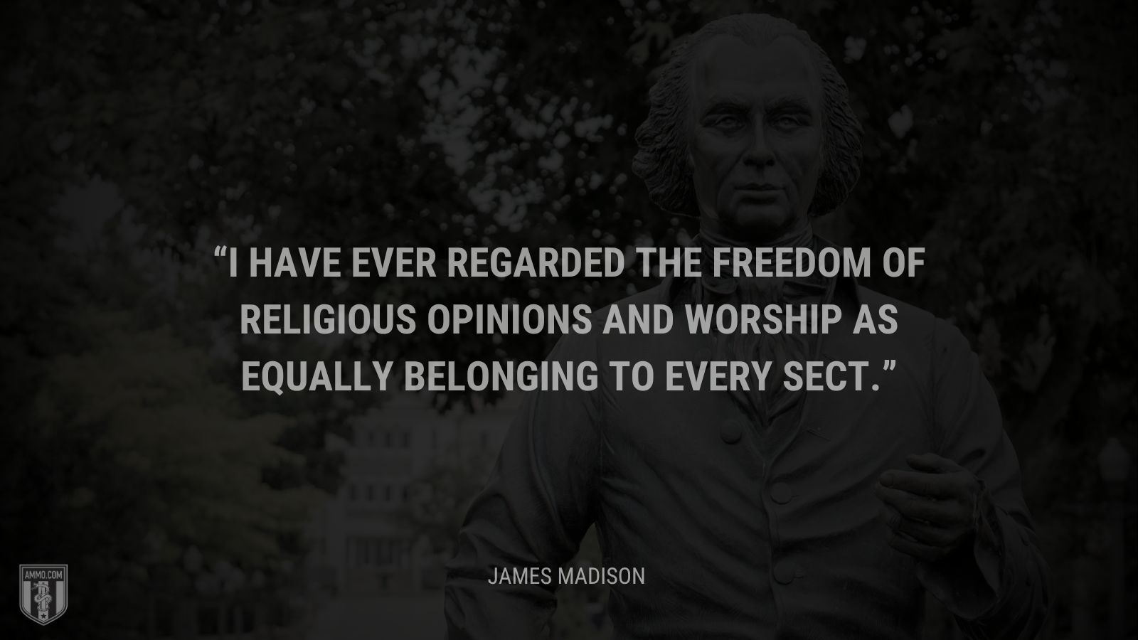 &ldquo;I have ever regarded the freedom of religious opinions and worship as equally belonging to every sect.&rdquo; - James Madison