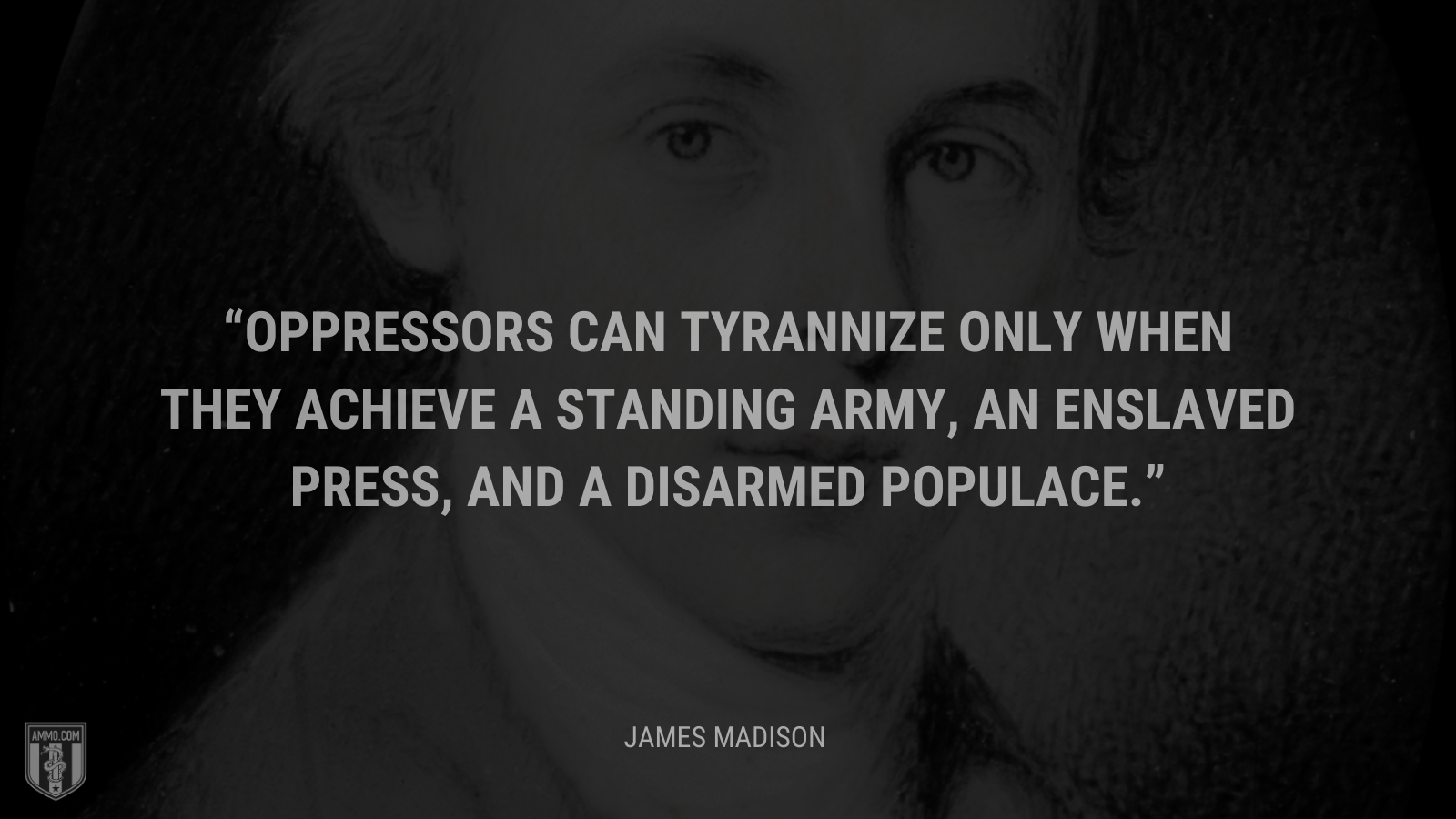 &ldquo;Oppressors can tyrannize only when they achieve a standing army, an enslaved press, and a disarmed populace.&rdquo; - James Madison