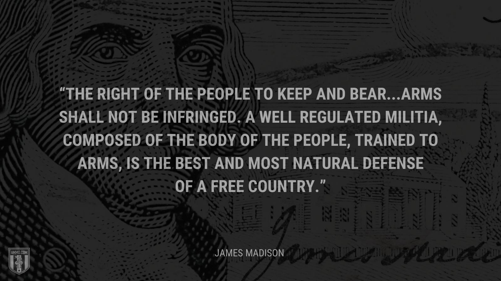 &ldquo;The right of the people to keep and bear...arms shall not be infringed. A well regulated militia, composed of the body of the people, trained to arms, is the best and most natural defense of a free country.&rdquo; - James Madison