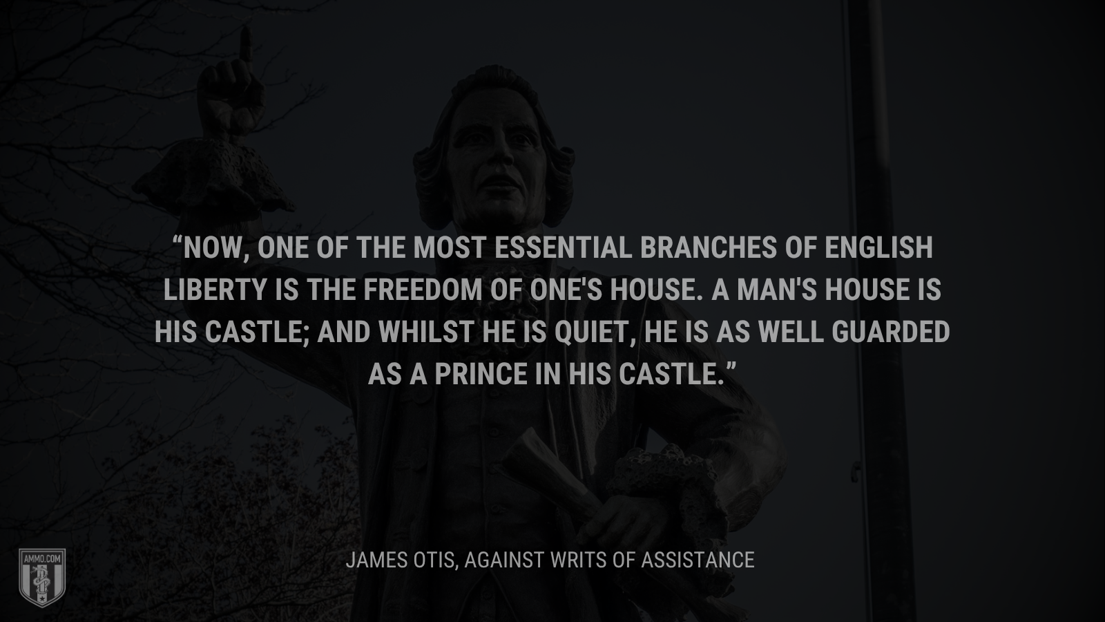 &ldquo;Now, one of the most essential branches of English liberty is the freedom of one's house. A man's house is his castle; and whilst he is quiet, he is as well guarded as a prince in his castle.&rdquo; - James Otis