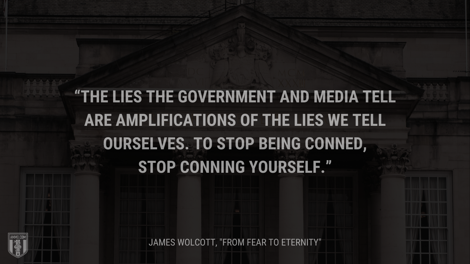 &ldquo;The lies the government and media tell are amplifications of the lies we tell ourselves. To stop being conned, stop conning yourself.&rdquo; - James Wolcott