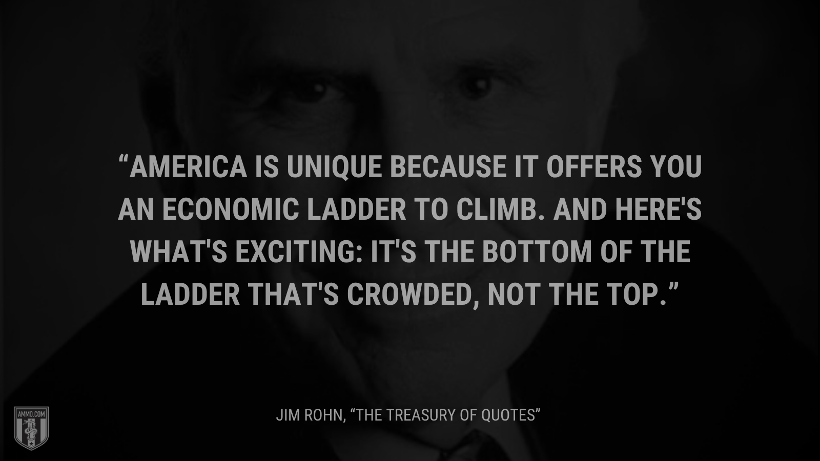 &ldquo;America is unique because it offers you an economic ladder to climb. And here's what's exciting: It's the bottom of the ladder that's crowded, not the top.&rdquo; - Jim Rohn