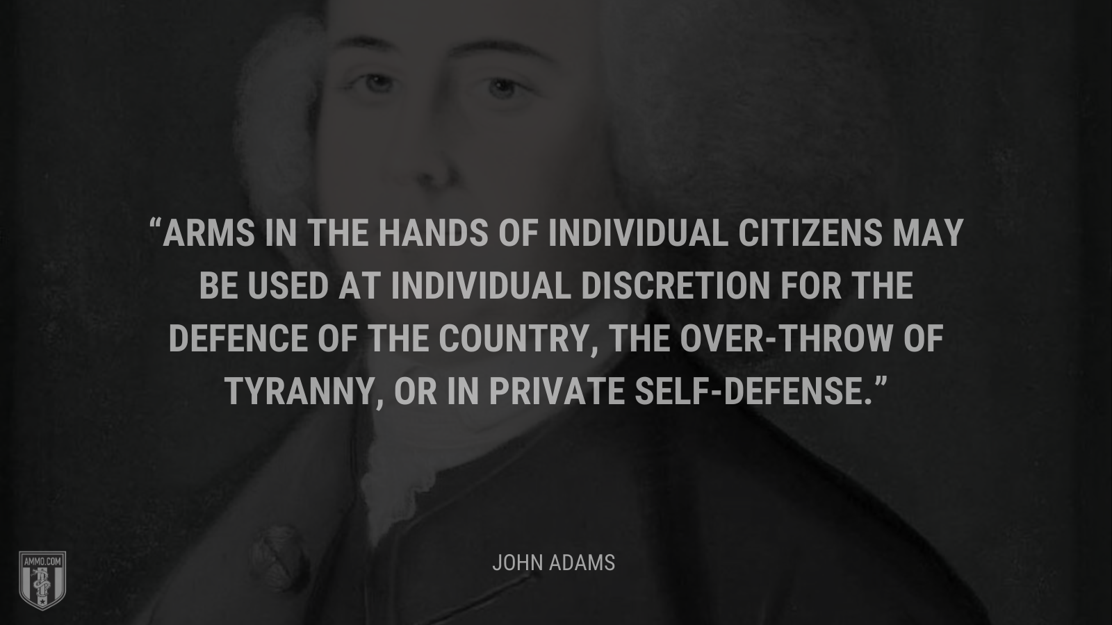 &ldquo;Arms in the hands of individual citizens may be used at individual discretion for the defence of the country, the over-throw of tyranny, or in private self-defense.&rdquo; - John Adams