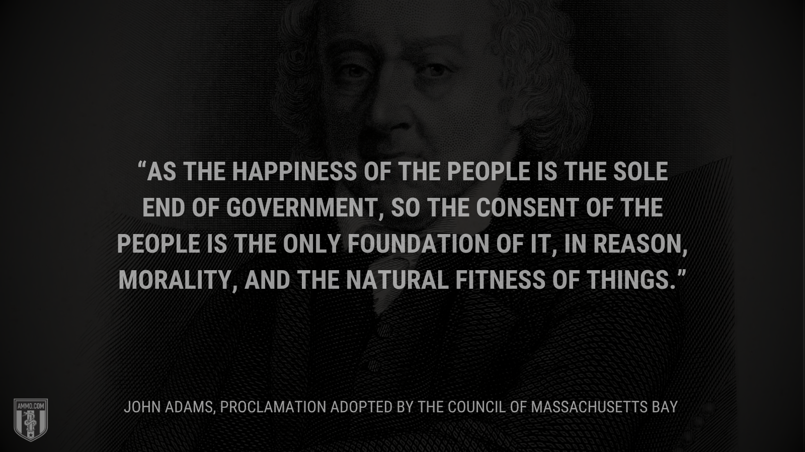 &ldquo;As the happiness of the people is the sole end of government, so the consent of the people is the only foundation of it, in reason, morality, and the natural fitness of things.&rdquo; - John Adams