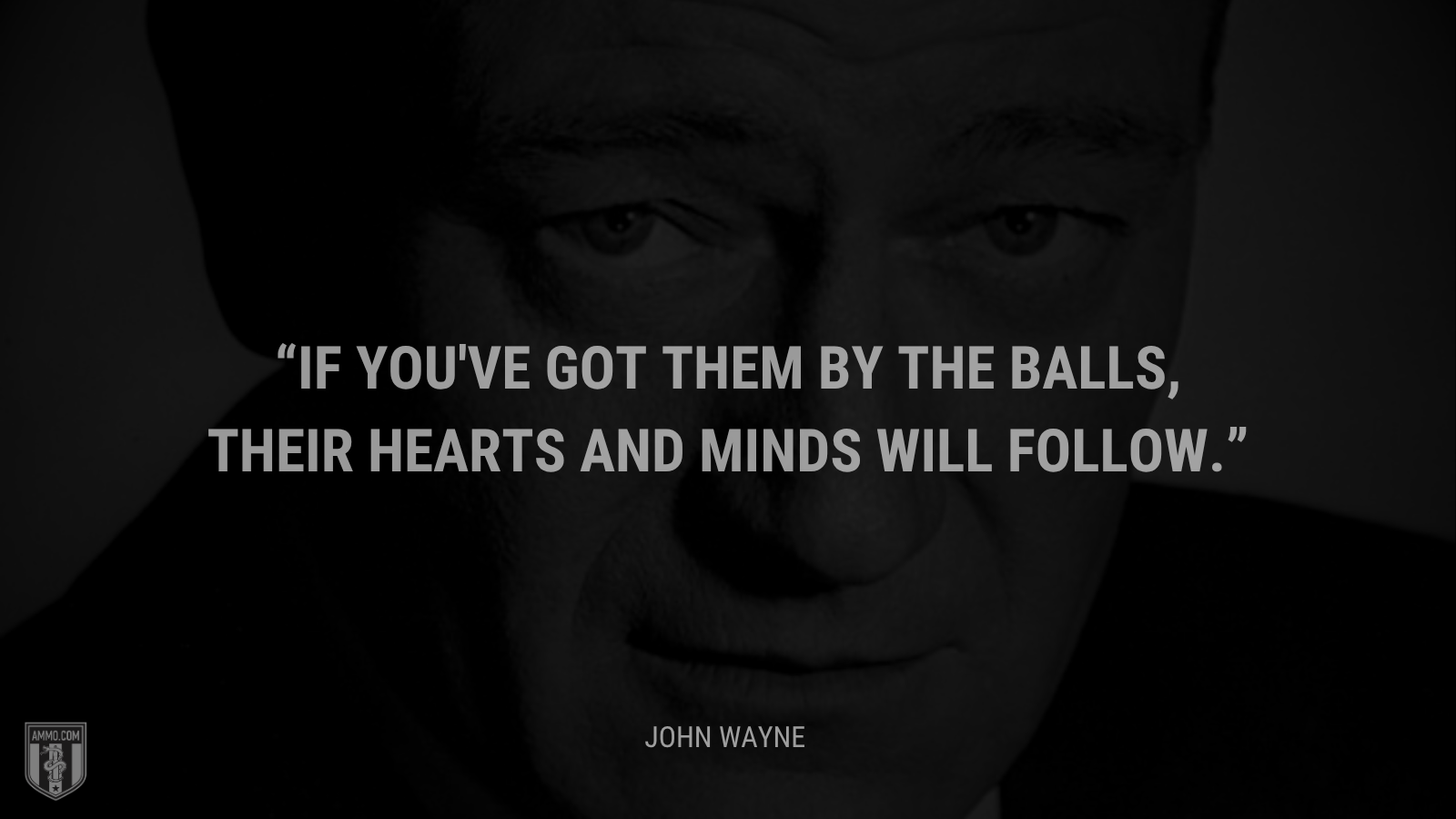 &ldquo;If you've got them by the balls, their hearts and minds will follow.&rdquo; - John Wayne
