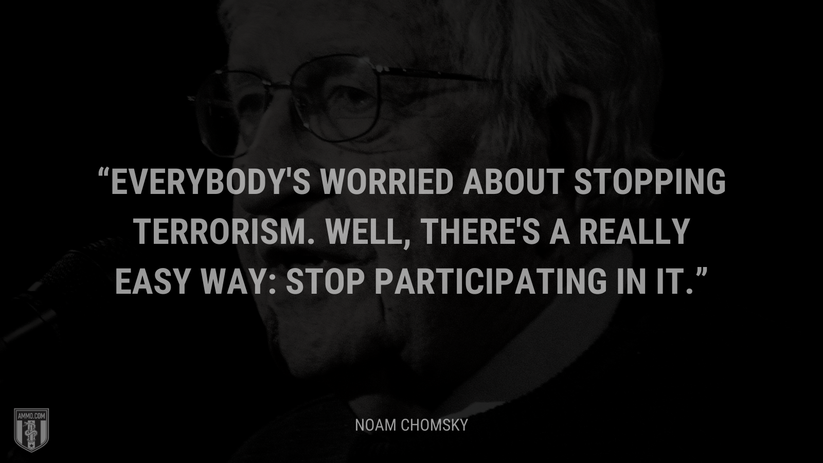 &ldquo;Everybody's worried about stopping terrorism. Well, there's a really easy way: stop participating in it.&rdquo; - Noam Chomsky