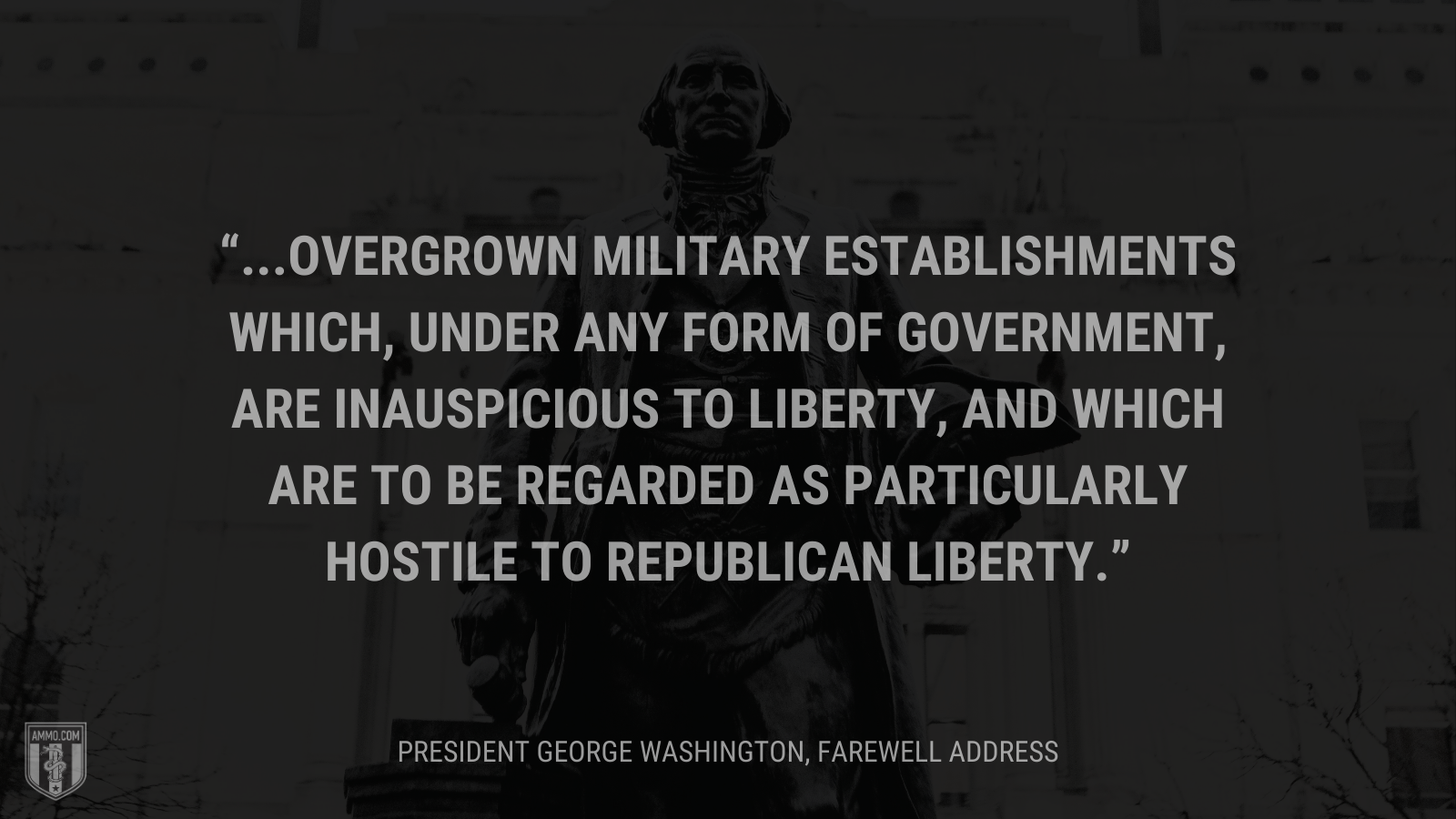 &ldquo;...overgrown military establishments which, under any form of government, are inauspicious to liberty, and which are to be regarded as particularly hostile to republican liberty.&rdquo; - President George Washington 
