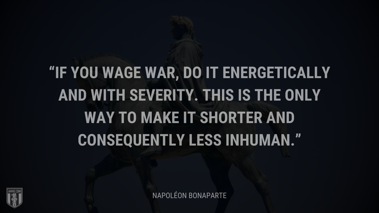 &ldquo;If you wage war, do it energetically and with severity. This is the only way to make it shorter and consequently less inhuman.&rdquo; - Napoléon Bonaparte
