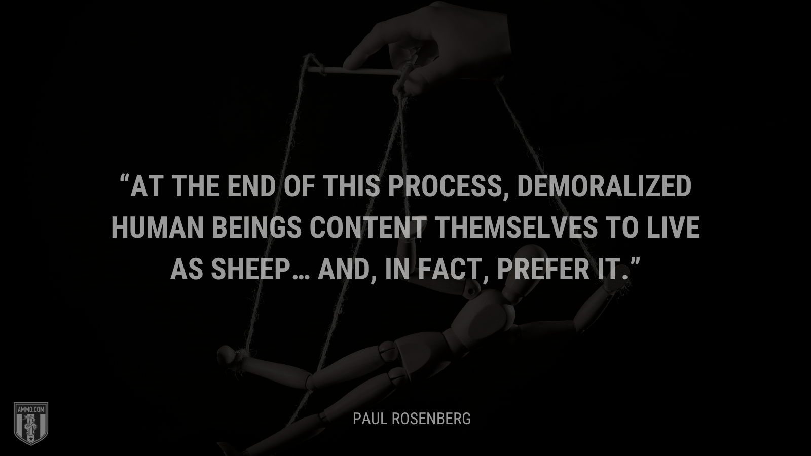 &ldquo;At the end of this process, demoralized human beings content themselves to live as sheep… and, in fact, prefer it.&rdquo; - Paul Rosenberg