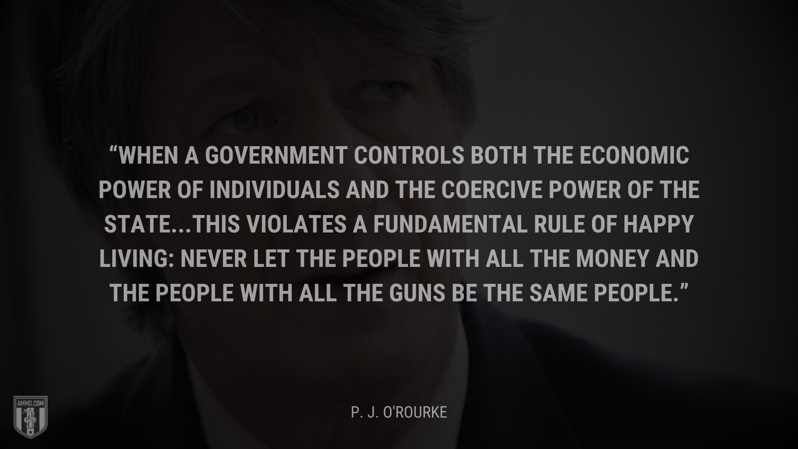 &ldquo;When a government controls both the economic power of individuals and the coercive power of the state...this violates a fundamental rule of happy living: Never let the people with all the money and the people with all the guns be the same people.&rdquo; - P. J. O'Rourke