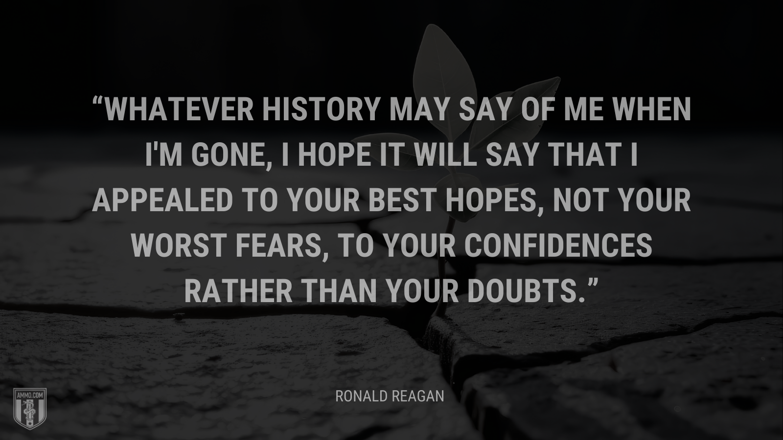 &ldquo;Whatever history may say of me when I'm gone, I hope it will say that I appealed to your best hopes, not your worst fears, to your confidences rather than your doubts.&rdquo; - Ronald Reagan