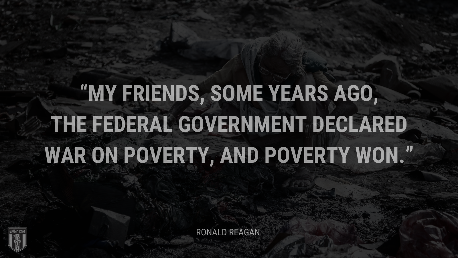 &ldquo;My friends, some years ago, the Federal Government declared war on poverty, and poverty won.&rdquo; - Ronald Reagan