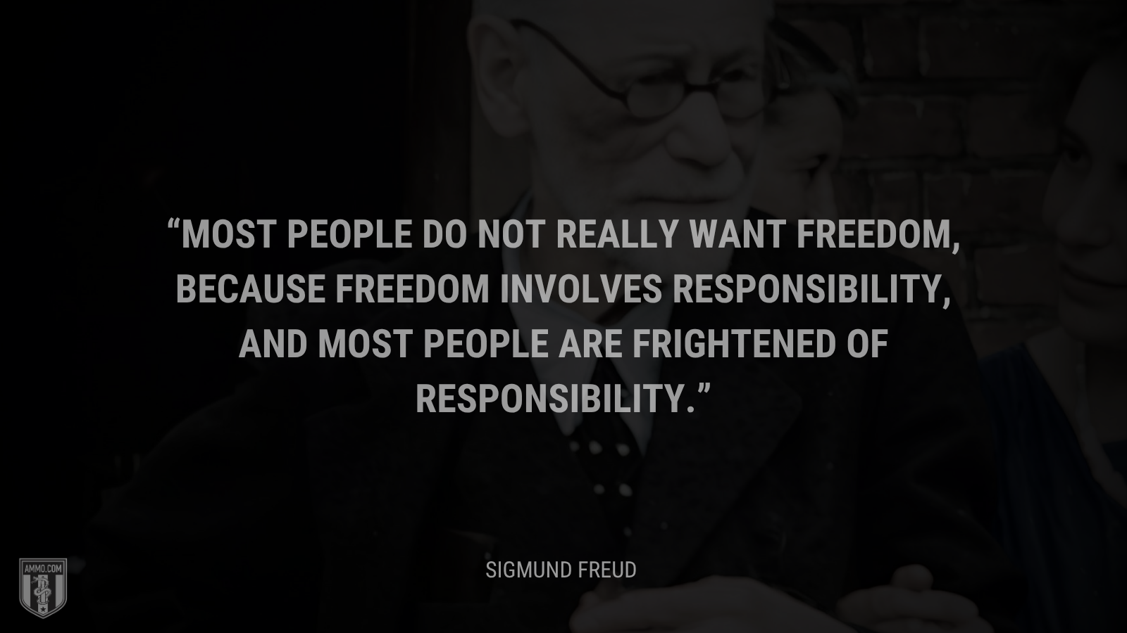 &ldquo;Most people do not really want freedom, because freedom involves responsibility, and most people are frightened of responsibility. - Sigmund Freud