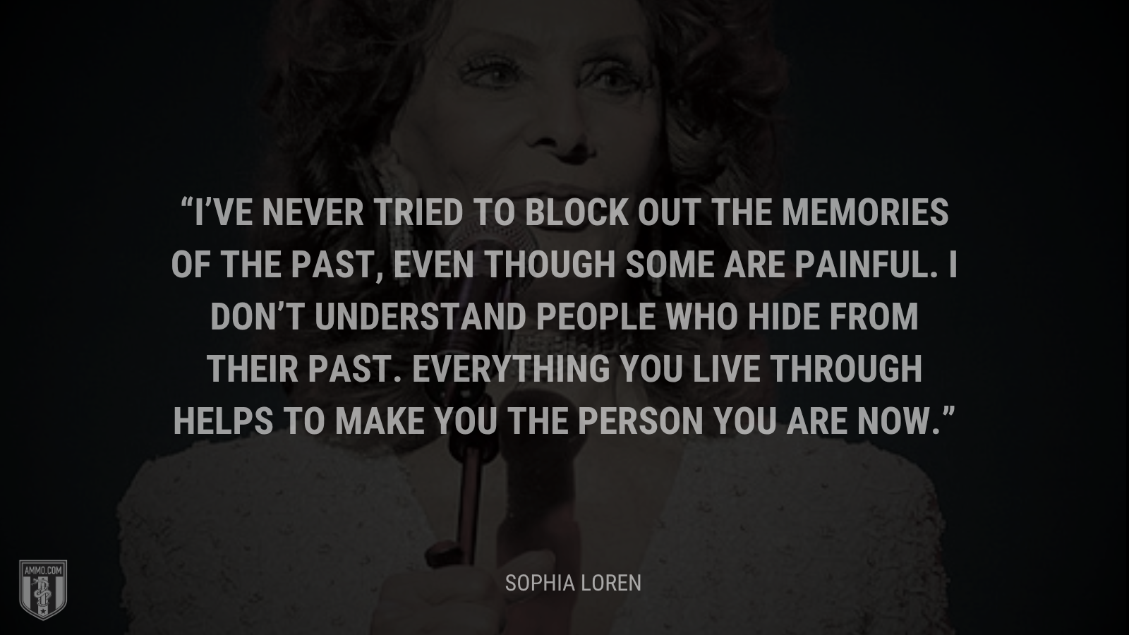 &ldquo;I’ve never tried to block out the memories of the past, even though some are painful. I don’t understand people who hide from their past. Everything you live through helps to make you the person you are now.&rdquo; - Sophia Loren