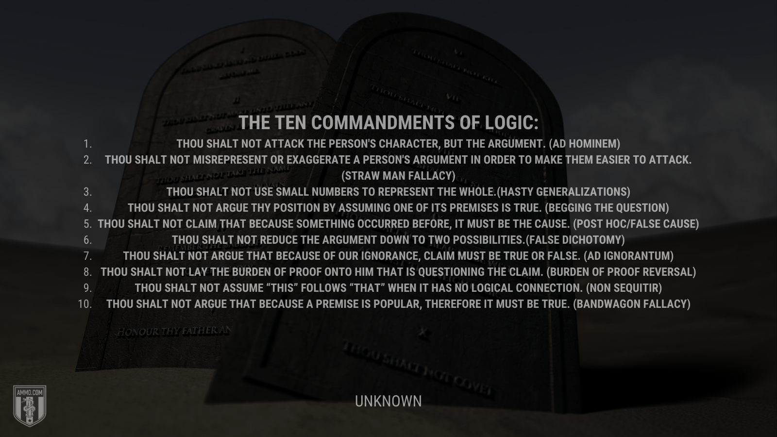 &ldquo;The Ten Commandments of Logic&rdquo; - Unknown