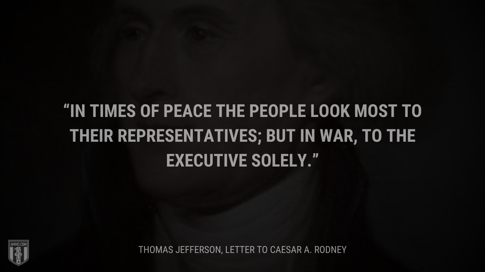 &ldquo;In times of peace the people look most to their representatives; but in war, to the executive solely.&rdquo; - Thomas Jefferson