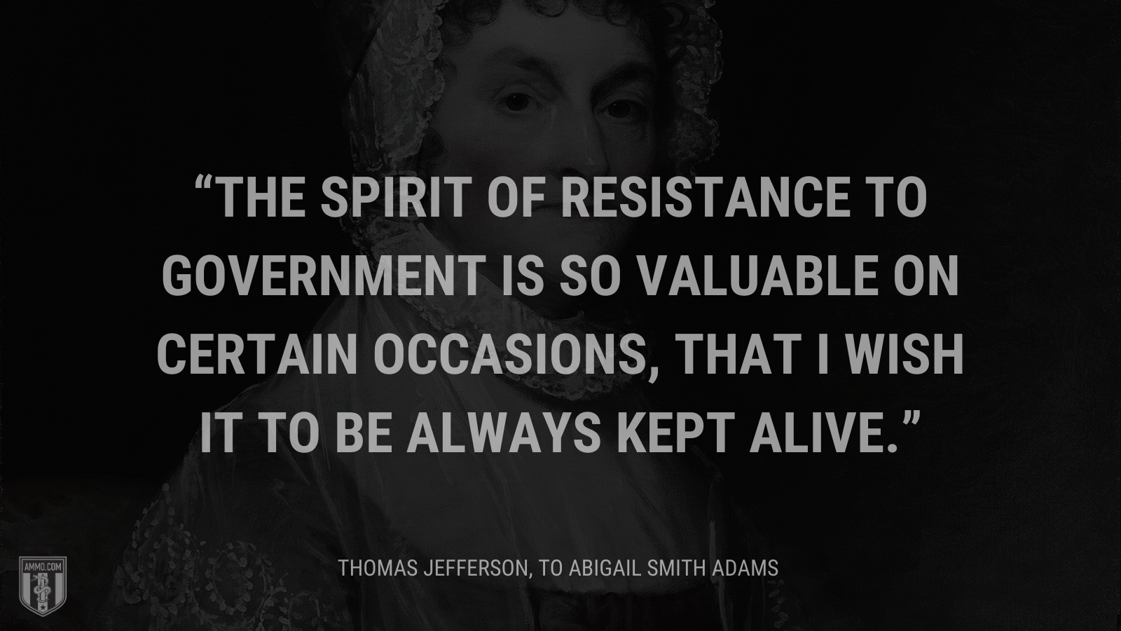 &ldquo;The spirit of resistance to government is so valuable on certain occasions, that I wish it to be always kept alive.&rdquo; - Thomas Jefferson