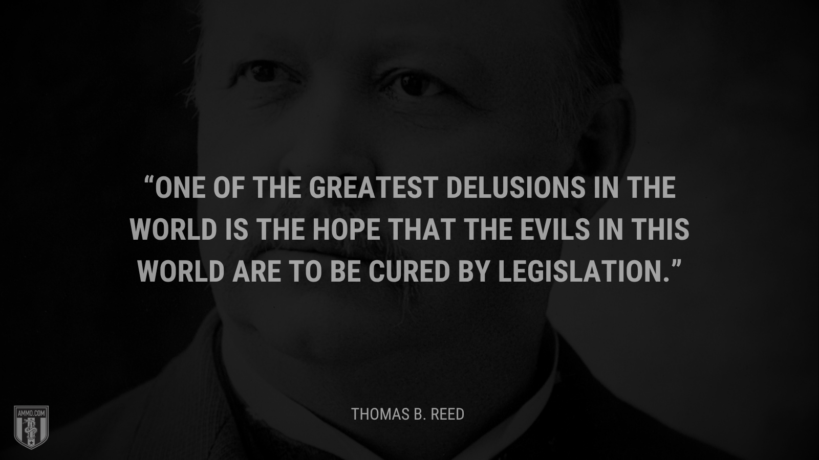 &ldquo;One of the greatest delusions in the world is the hope that the evils in this world are to be cured by legislation. - Thomas B. Reed