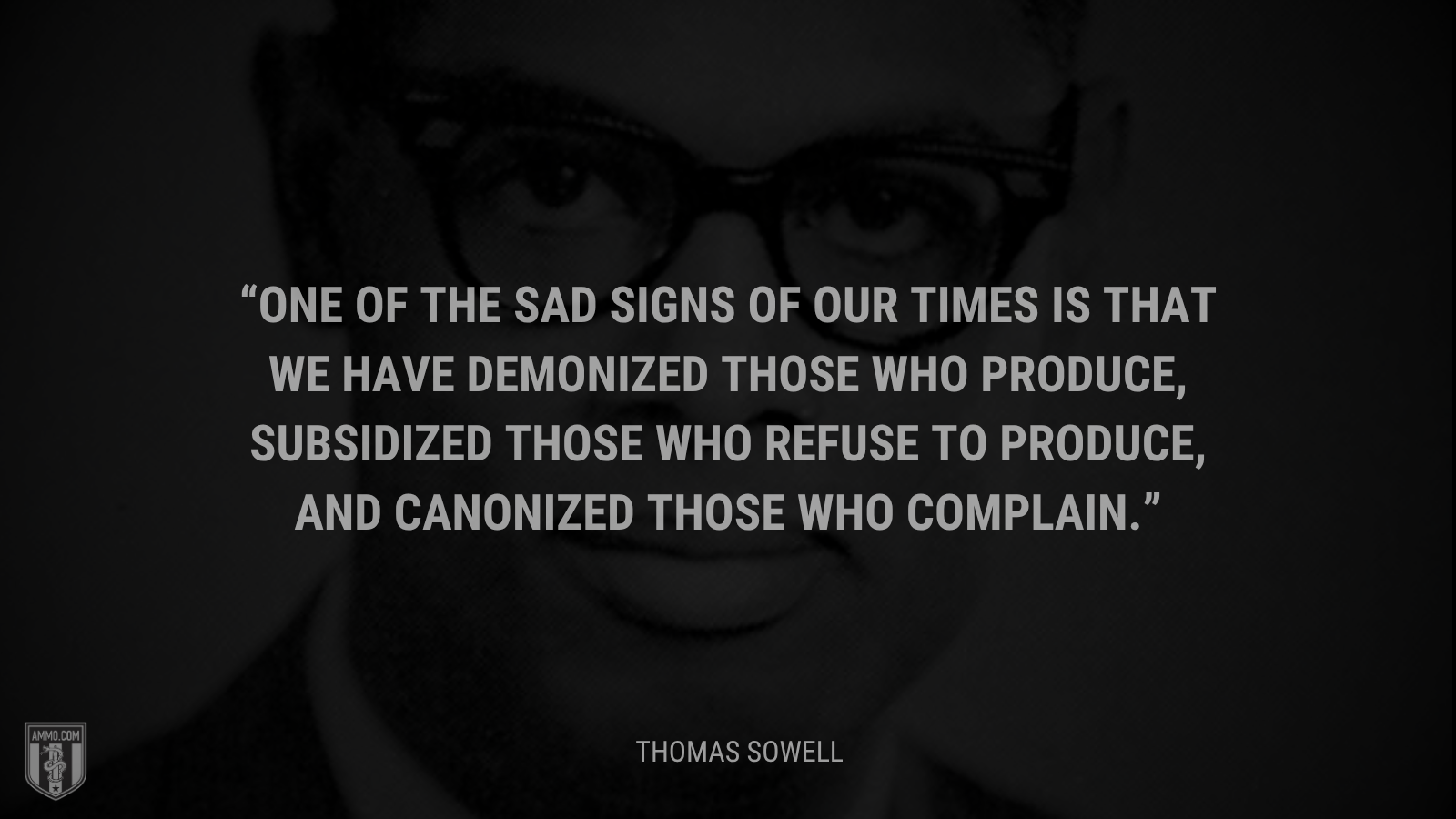&ldquo;One of the sad signs of our times is that we have demonized those who produce, subsidized those who refuse to produce, and canonized those who complain.&rdquo; - Thomas Sowell